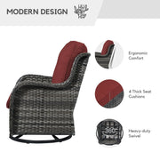 Sillones mecedoras de mimbre para exteriores Gymojoy con base giratoria (juego de 2)