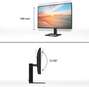 Philips 27E1N1600AM - Monitor Quad HD de 27 pulgadas, altavoces, altura ajustable (2560x1440, 100Hz, HDMI 1.4, USB-C (65W PD), concentrador USB) Negro