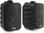 Pack de sonorización de 4 zonas Power Dynamics de 400 vatios con Bluetooth, 8 altavoces negros, reproductor MP3 USB/SD, radio FM, entradas de micrófono y mando a distancia: kit completo para multisalas y restauración.