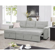 Sofá seccional reversible convertible con cama extraíble, chaise longue con almacenamiento oculto y patas duraderas