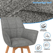 WAFTING Juego de 6 sillas de comedor giratorias, silla giratoria de 360° con reposabrazos y patas de madera, silla tapizada de terciopelo para comedor, sala de estar, cocina, dormitorio, gris oscuro