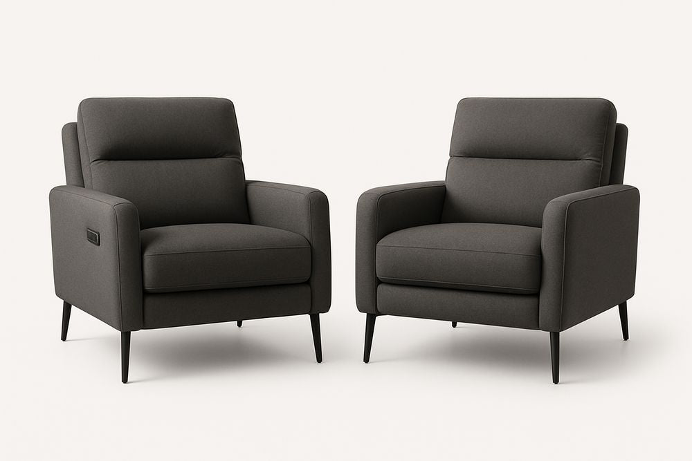 Juego de dos sillones de tela gris oscuro