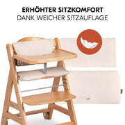 Hauck Trona Beta+ Newborn Set Eco Bouncer - Trona de madera evolutiva para bebés desde el nacimiento, incluye accesorio para recién nacidos, cojín de asiento y bandeja - Gris oscuro