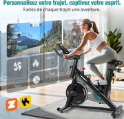 Bicicleta Estática, Bicicleta de Fitness para Ejercicio en Interiores Silenciosa con Pantalla LCD, Manillar y Asiento Ajustables, Resistencia Regulable para Entrenamiento Cardiovascular en Casa