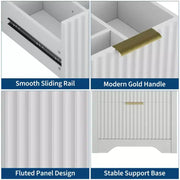 Conjunto de tocador de baño moderno estriado con lavabo de cerámica integrado, mueble de baño independiente con 3 cajones para baño contemporáneo