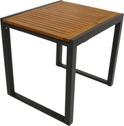 Mesa de jardín/balcón extensible DEGAMO RIVELLO 80/120x70 cm, aluminio antracita + madera de acacia aceitada, exterior, con certificación FSC®