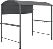 Cenador para barbacoa, toldo de recepción para jardín, tienda con mostrador y ganchos, gazebo robusto para exteriores, acero lacado, poliéster, 215 x 220 x 140 cm, antracita, gris oscuro