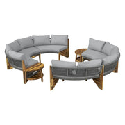 Conjunto de muebles de exterior para 6 personas con cojines y 1 mesa de centro