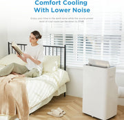 Aire acondicionado portátil Midea Silent Cool 26 Pro WF, 9000 BTU 2,6 kW, refrigeración, ventilación y deshumidificación, tamaño de habitación hasta 88 m³ (33 m²), control por APP/Alexa/Google Home/IFTTT, aire acondicionado móvil con tubo de escape
