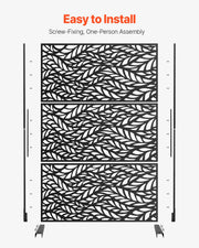 VEVOR Biombo, 120x50,8x183 cm, paredes y paneles de privacidad para exteriores, separador de ambientes independiente con soporte, divisor decorativo para balcón, terraza, interiores, negro