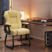 Silla ejecutiva ergonómica de cuero con respaldo alto color amarillo