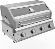 Grillfürst Gasgrill G401E - 4 quemadores de acero inoxidable, barbacoa de gas empotrable con ventana, parrilla para cocina exterior con tapa de doble pared y rejillas de acero inoxidable, modelo integrable