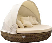 Isla de descanso Strandkorbwerk Pacific Cubu Cream Grey - Mecanismo giratorio de 360° - Salón de jardín - Muebles de jardín - Tumbona - Isla solar