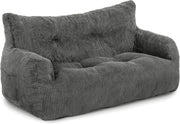 Puf Pamapic, puf para adultos con relleno, sillón doble tipo lounge con asa portátil, puf ergonómico moderno, silla tipo puf para interiores para sala de estar, dormitorio, sala de juegos, gris