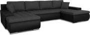 Sofnet conjunto de sofá en forma de U Faris con función de dormir - sofá, sofá cama con arcón, conjunto de sofá con función cama, sofá grande, sofá cama (negro + grafito (Madryt 1100 + Inari 94))