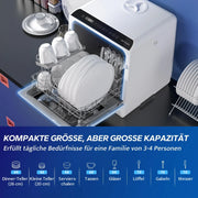 Minilavavajillas de mesa AIRMSEN, 5+1 programas, depósito de agua de 5 l, pantalla LED con control táctil, clase energética D