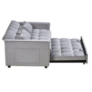 Sofá cama extraíble moderno, sofá cama 3 en 1 con respaldo ajustable, sofá biplaza de terciopelo, almohadas y bolsillos laterales