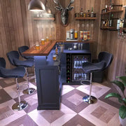 Gabinete de bar en casa en forma de L de GDLF con espacio para refrigerador, mesa de bar moderna de gran tamaño para sótano