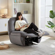 Sillón reclinable giratorio de pana con deslizamiento, reposapiés para sala de estar