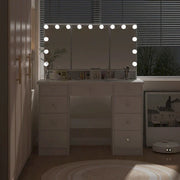 Tocador de maquillaje LED de lujo con 9 cajones, elegante estación de maquillaje