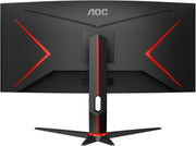 AOC Gaming CU34G2XPD - Monitor curvo WQHD de 34 pulgadas, 180Hz, 1ms, FreeSync Premium (3440x1440, HDMI, DisplayPort, Hub USB) Negro/Rojo