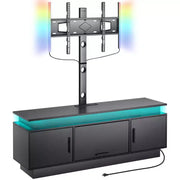 Soporte de TV VEVOR de 52 pulgadas con montaje para televisores de hasta 75 pulgadas, centro de entretenimiento con toma de corriente, altura ajustable, negro