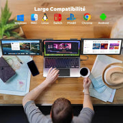 Monitor para computadora portátil 14" FHD 1080P IPS, triple pantalla portátil USB C, extensión de pantalla para computadora portátil de 14"-16" compatible con Mac, Windows, Chrome, Switch, PS4/5