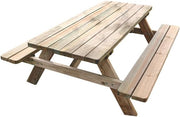 Mesa de picnic de madera Jardipolys con bancos integrados para 6 personas - 1,77 m de madera - 177 x 160 x 73 cm - Cerland