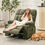 Sillón reclinable extragrande para adultos, sofá mecedor giratorio manual, bolsillos laterales y portavasos para personas altas y grandes, sala de estar