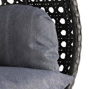 LeisureMod Silla Colgante Huevo para 2 Personas con Soporte - Columpio Hamaca Lounger de Ratán para Patio Exterior/Interior con Cojines