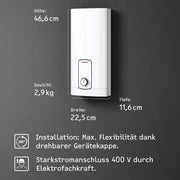 Calentador de paso Stiebel Eltron DHB 18 21 24 ST Trend, selección de temperatura precisa, tecnología 3i, certificado VDE, clase energética A