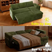 Sofá cama seccional Dyonery de 81", sofá cama en forma de L con chaise longue de almacenamiento reversible, USB, respaldo reclinable