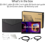 ASUS ZenScreen MB16ACV - Monitor portátil de 15.6" FHD - Teletrabajo o gaming - Alimentación y visualización mediante USB-C o USB-A - Panel IPS - 1920x1080 - Tratamiento antibacteriano - Sin parpadeo (Flicker-free) - Para portátil