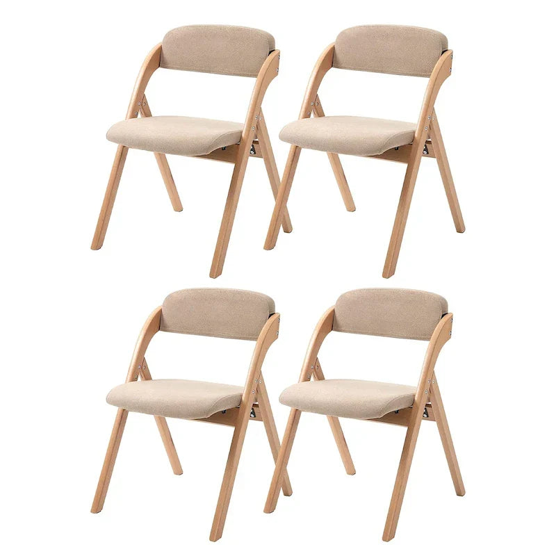 Sillas de comedor plegables y apilables de madera con asientos acolchados (juego de 4)