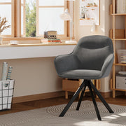 Juego de 6 sillas de comedor giratorias con reposabrazos: silla de comedor giratoria 360°, silla tapizada de terciopelo, silla de cocina giratoria con patas de metal para comedor, cocina, sala de estar, gris oscuro