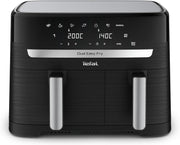 Freidora de aire Tefal Dual Easy Fry de 8,3 l: freidora de aire con 2 compartimentos y cajón XL, 7 programas, 2700 W, tecnología Extra-Crisp, fritura baja en grasa y ahorro de energía, apta para lavavajillas EY9018