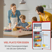 Refrigerador con congelador Merax, combinación frigorífico-congelador, frigorífico pequeño con 51L y congelador de 21L, silencioso, LED, estantes de vidrio, cajón para verduras, estantes en la puerta, para cocina, sala de estar, oficina, negro
