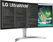 Monitor LG UltraWide™ 35WN75CP-W de 35" - Panel VA con resolución UWQHD (3440x1440), 5 ms GtG, 100 Hz, HDR 10, sRGB 99%, AMD FreeSync, inclinable, ajustable en altura, USB-C (90 W), altavoces