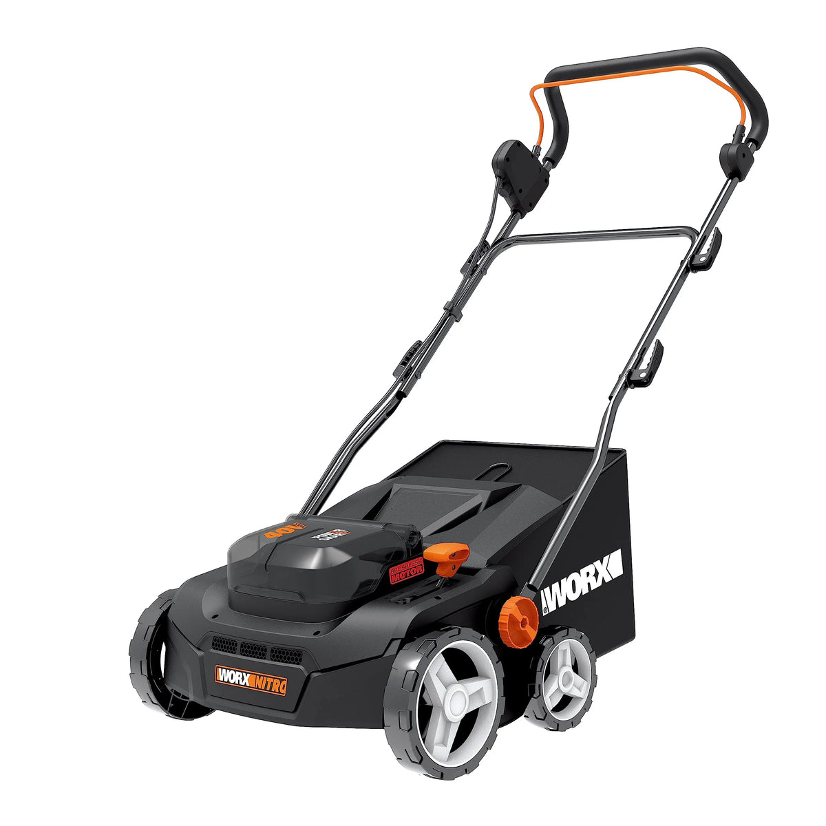 WG855E.9 Escarificador y aireador de césped a batería 40 V, plataforma de corte de 36 cm, saco de recogida, sin batería ni cargador