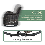 Sillones mecedoras de mimbre para exteriores Gymojoy con base giratoria (juego de 2)