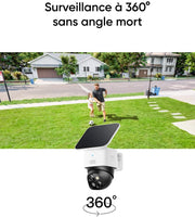 Cámara de seguridad solar eufy Security SoloCam S340, cámara de vigilancia WiFi para exteriores sin cables, vigilancia 360° 3K, sin puntos ciegos, Wi-Fi de 2,4 GHz, sin cuotas mensuales, compatible con HomeBase 3