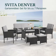 Set de muebles de jardín SVITA Denver de poliratán, grupo de comedor, salón, mesa de comedor, negro