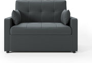Sofá cama LUXOAK 186 x 122 cm con respaldo ajustable en 5 niveles, sofá cama 3 en 1 con cojines y bolsillo lateral, sofá de lino gris para habitación de invitados y espacios pequeños