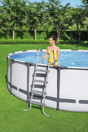 BESTWAY 5612X Piscina desmontable Steel Pro Max 427 x 122 cm, con depuradora de cartucho 3.028 L/H, cobertor y escalera, 56088, Azul