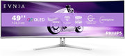 Philips Evnia 49M2C8900L - Monitor Gaming curvo DQHD OLED de 49 pulgadas, 144 hercios, 0,03 ms GtG, HDR400, Ambiglow, FreeSync Prem. Pro (5120 x 1440, HDMI 2.1, DisplayPort 1.4, USB-C, concentrador USB) Blanco