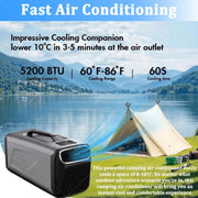 Aire acondicionado portátil para camping de 5200 BTU, unidad silenciosa 4 en 1 con mando a distancia, aire acondicionado móvil para tienda de campaña, caravana, coche, garaje, uso interior y exterior A-12V
