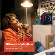JBL PartyBox Encore – Altavoz de fiesta portátil para interiores y exteriores – Con luces integradas, diseño IPX4 y graves profundos – 10 horas de autonomía – Negro