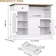 GustoWave Alacena de cocina para microondas con almacenamiento, 3 puertas, 1 cajón y estantes ajustables, gabinete de despensa