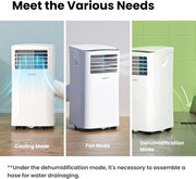 Aire acondicionado portátil Comfee MPPH-09CRN7, 9000 BTU 2,6kW, refrigeración, ventilación y deshumidificación, para habitaciones de hasta 88m³ (33㎡), aire acondicionado portátil con tubo de escape