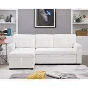 Sofá seccional reversible convertible con cama extraíble, chaise longue con almacenamiento oculto y patas duraderas